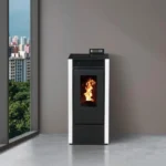 Pack Pelletkamin MARINA 14 kW Luftdicht + Ventilationskit – Weiß – Bild 3